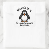 Cute Penguin White Birthday Party Hartelijk dank Vierkante Sticker (Tas)
