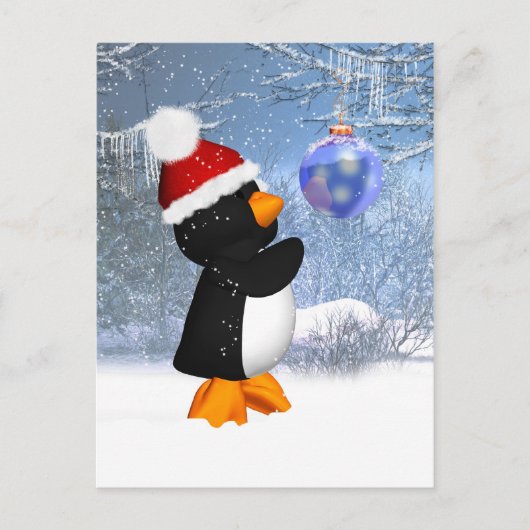 Cute Penguin Winter Briefkaart met aantasting van (Voorkant)