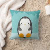 Cute Penguin Winter Cartoon and Name Blue 2-side Kussen (Deken)