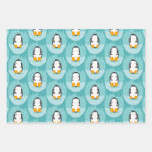 Cute Penguin Winter Cartoon Blue Inpakpapier Vel (Voorkant 3)