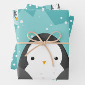 Cute Penguin Winter Cartoon Blue Inpakpapier Vel (In situ)