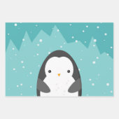 Cute Penguin Winter Cartoon Blue Inpakpapier Vel (Voorkant)