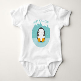 Cute Penguin Winter Cartoon Just Chillin Fun text Romper