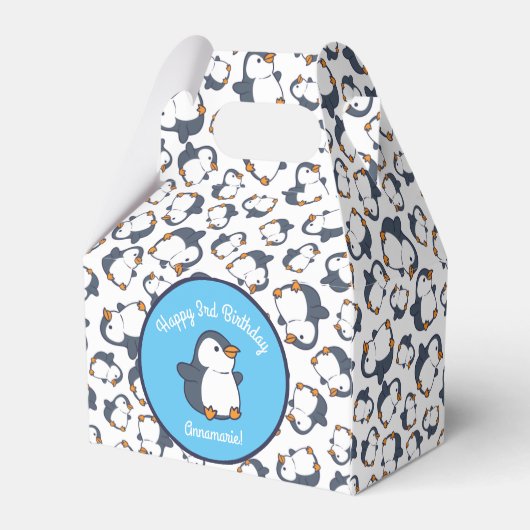 Cute Penguin Winter Kids Birthday Party Bedankdoosjes (Achterkant)