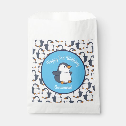 Cute Penguin Winter Kids Birthday Party Bedankzakje (Voorkant)