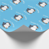 Cute Penguin Winter Kids Birthday Party Cadeaupapier (Hoek)