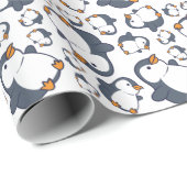 Cute Penguin Winter Kids Birthday Party Cadeaupapier (Rol Hoek)