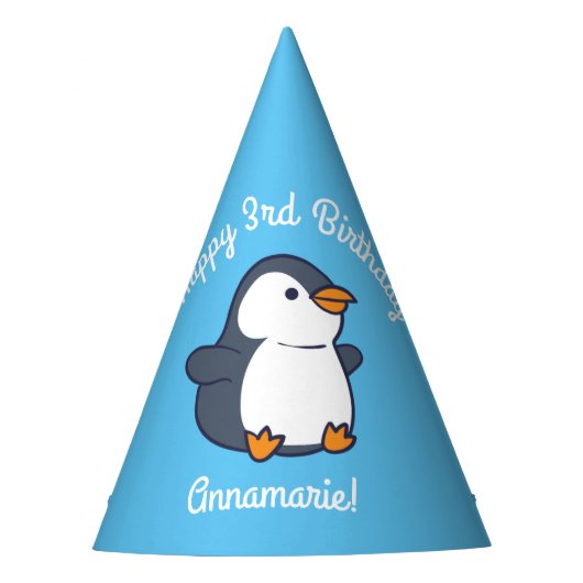 Cute Penguin Winter Kids Birthday Party Feesthoedjes (Voorkant)