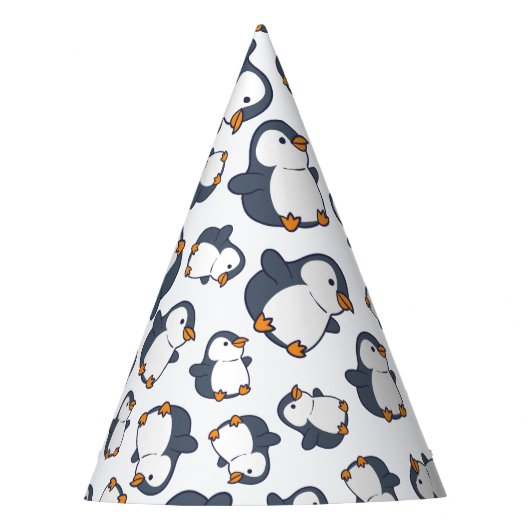 Cute Penguin Winter Kids Birthday Party Feesthoedjes (Voorkant)