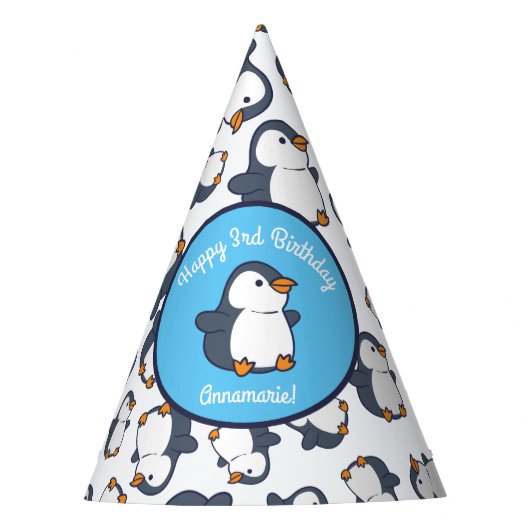 Cute Penguin Winter Kids Birthday Party Feesthoedjes (Voorkant)