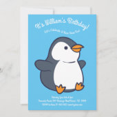 Cute Penguin Winter Kids Birthday Party Kaart (Voorkant)
