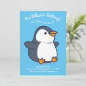 Cute Penguin Winter Kids Birthday Party Kaart (Staand voorkant)