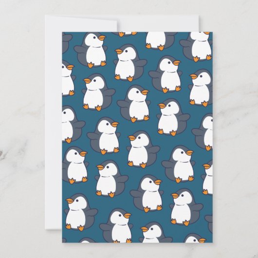 Cute Penguin Winter Kids Birthday Party Kaart (Achterkant)