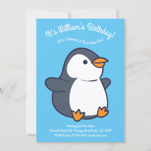 Cute Penguin Winter Kids Birthday Party Kaart