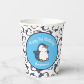 Cute Penguin Winter Kids Birthday Party Papieren Bekers (Achterkant)