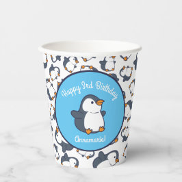 Cute Penguin Winter Kids Birthday Party Papieren Bekers