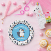 Cute Penguin Winter Kids Birthday Party Papieren Bordje (Feest)