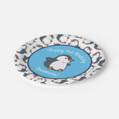 Cute Penguin Winter Kids Birthday Party Papieren Bordje (Gekanteld)