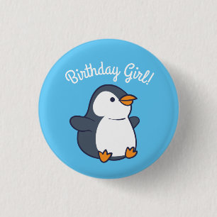 Cute Penguin Winter Kids Birthday Party Ronde Button 3,2 Cm