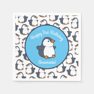 Cute Penguin Winter Kids Birthday Party Servet