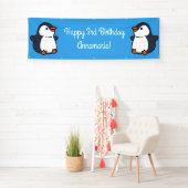 Cute Penguin Winter Kids Birthday Party Spandoek (Insitu)