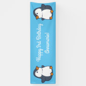 Cute Penguin Winter Kids Birthday Party Spandoek (Verticaal)