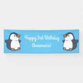 Cute Penguin Winter Kids Birthday Party Spandoek (Horizontaal)