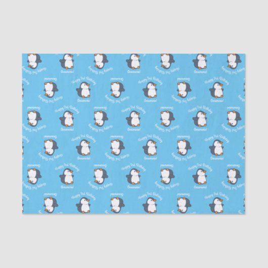 Cute Penguin Winter Kids Birthday Party Tissuepapier (Voorkant)
