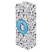 Cute Penguin Winter Kids Birthday Party Wijn Cadeautas (Achterkant Gekanteld)