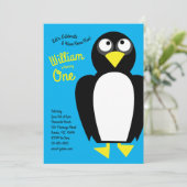 Cute Penguin Winter Kinder 1e verjaardag Kaart (Staand voorkant)