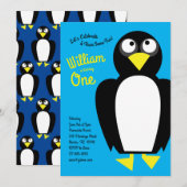 Cute Penguin Winter Kinder 1e verjaardag Kaart (Voorkant / Achterkant)