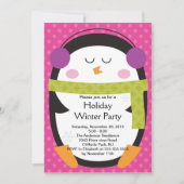 Cute Penguin Winter Party Invitation Kaart (Voorkant)