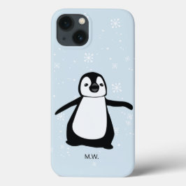 Cute Penguin Winter Snow Illustration Custom Case-Mate iPhone Case
