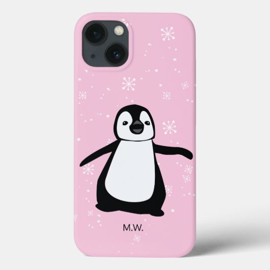 Cute Penguin Winter Snow Illustration Pink Case-Mate iPhone Case (Achterkant)