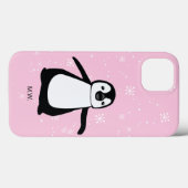 Cute Penguin Winter Snow Illustration Pink Case-Mate iPhone Case (Achterkant (horizontaal))