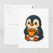 Cute penguin with a cup of tea briefkaart (Voorkant / Achterkant)
