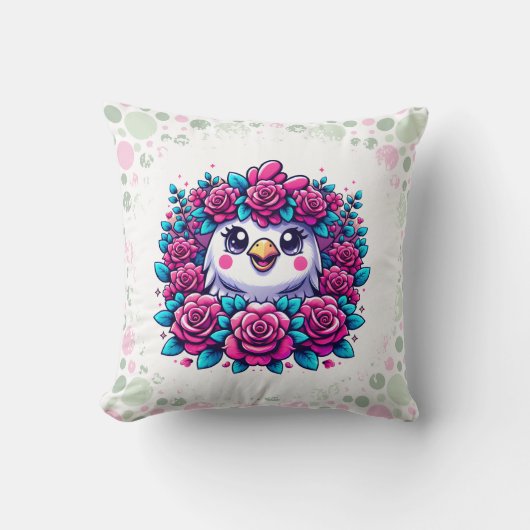 Cute Penguin with Rose Garland Kussen (Voorkant)