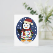 Cute Penguin Xmas Santa Winter Holiday Gift Briefkaart (Staand voorkant)