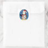 Cute Penguin Xmas Santa Winter Holiday Gift Vierkante Sticker (Tas)
