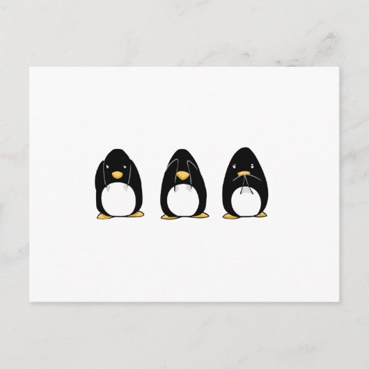 Cute Penguin Zie Spreken hoort geen aambeeld Briefkaart (Voorkant)