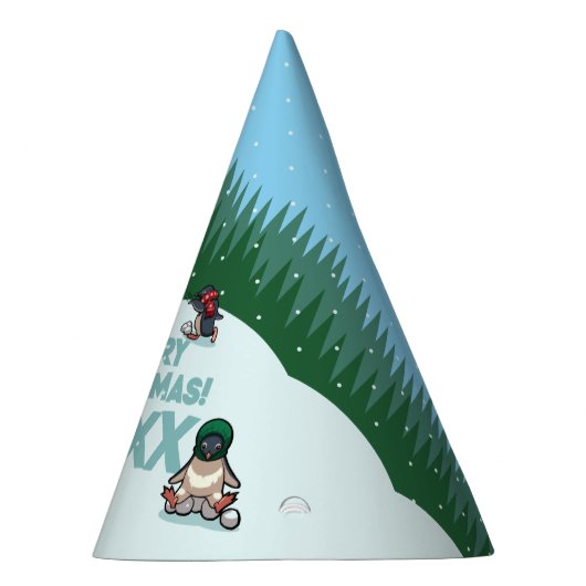 Cute Penguins Add The Year Merry Christmas! Winter Feesthoedjes (Rechts)