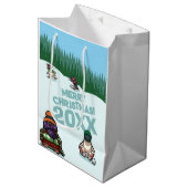 Cute Penguins Add The Year Merry Christmas! Winter Medium Cadeauzakje (Voorkant Gekanteld)