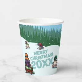 Cute Penguins Add The Year Merry Christmas! Winter Papieren Bekers