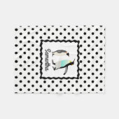 Cute Penguins, B&W polka dots, personaliseer onze  Fleece Deken (Voorkant (Horizontaal))