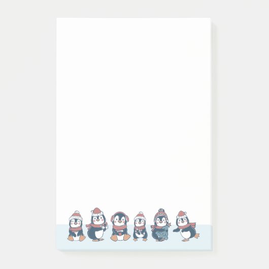 Cute Penguins Border Blue Simple Illustration Post-it® Notes (Voorkant)