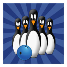 Cute Penguins Bowling Pins 24x24 afdrukken