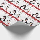 Cute Penguins Bride & Groom Wedding Wrapping Paper Cadeaupapier (Hoek)