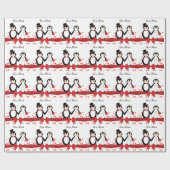 Cute Penguins Bride & Groom Wedding Wrapping Paper Cadeaupapier (Vlak)