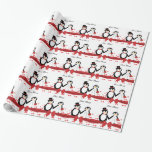 Cute Penguins Bride & Groom Wedding Wrapping Paper Cadeaupapier<br><div class="desc">Een schattig pinguïn bruiloft met twee pinguïns, de bruidenpinguïn is gekleed in een witte trouwjurk met een hart tiara veil met een rode rozenbouquet en de groompinguïn met een rode kom en een rode hoed met een rode band omgeven door drijvende rode harten, met een rode slok en boeg! Pas...</div>