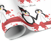 Cute Penguins Bride & Groom Wedding Wrapping Paper Cadeaupapier (Rol Hoek)